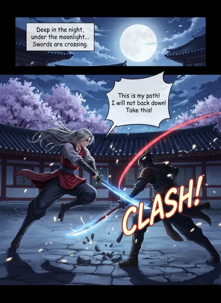 The same page after Mangit: every bubble and the sound effect now in English, the art unchanged