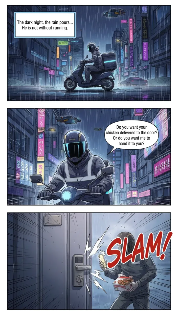The same webtoon strip after Mangit, in English