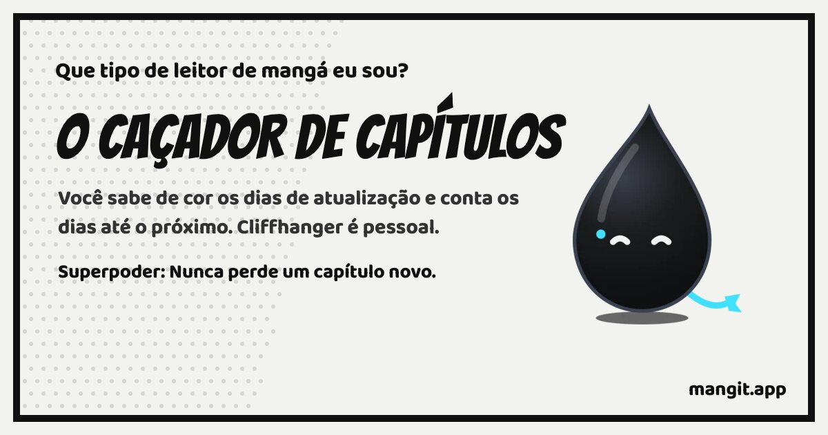 Cartão de resultado de O Caçador de Capítulos, com Inku, a gota de tinta do Mangit