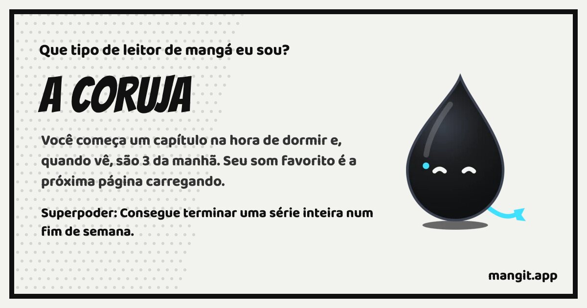 Cartão de resultado de A Coruja, com Inku, a gota de tinta do Mangit